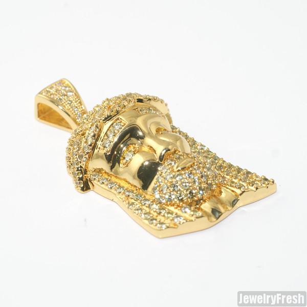Canary Yellow Iced Out Mini Jesus Head Pendant