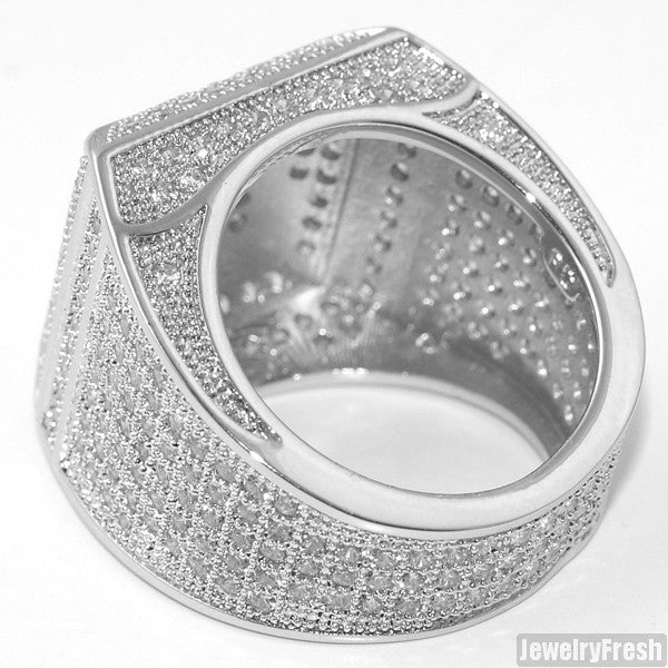 White Gold Finish Fancy Square 360 CZ Micropave Ring