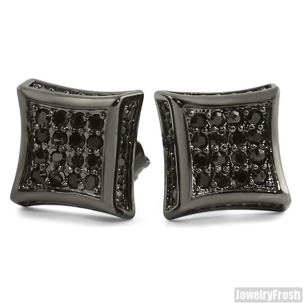 All Black Fully Iced Out Kite Earrings Unisex