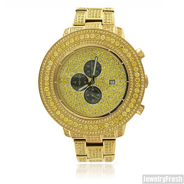 Canary Gold High End Pilot Watch 15 CTW Simulated Diamond