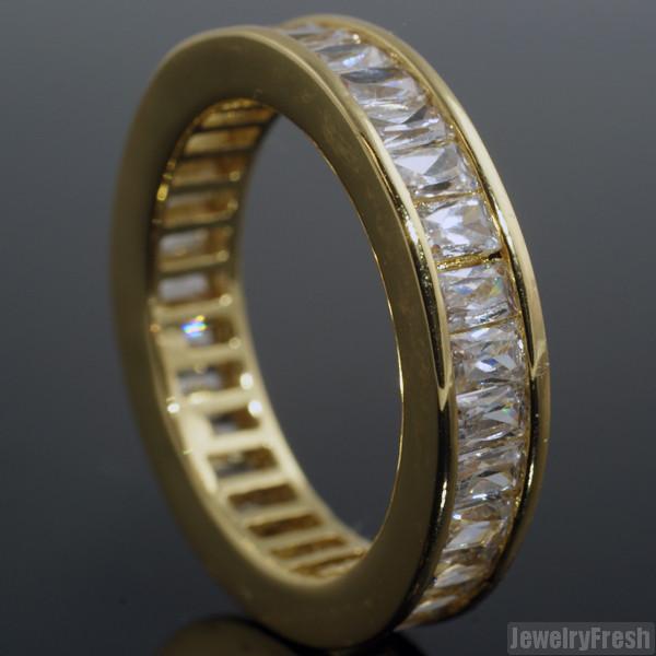 18k Gold Finish Baguette Stone CZ Eternity Ring Band