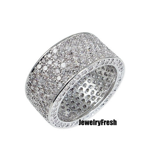 Sterling Silver Eternity Fully Iced Out CZ Ring
