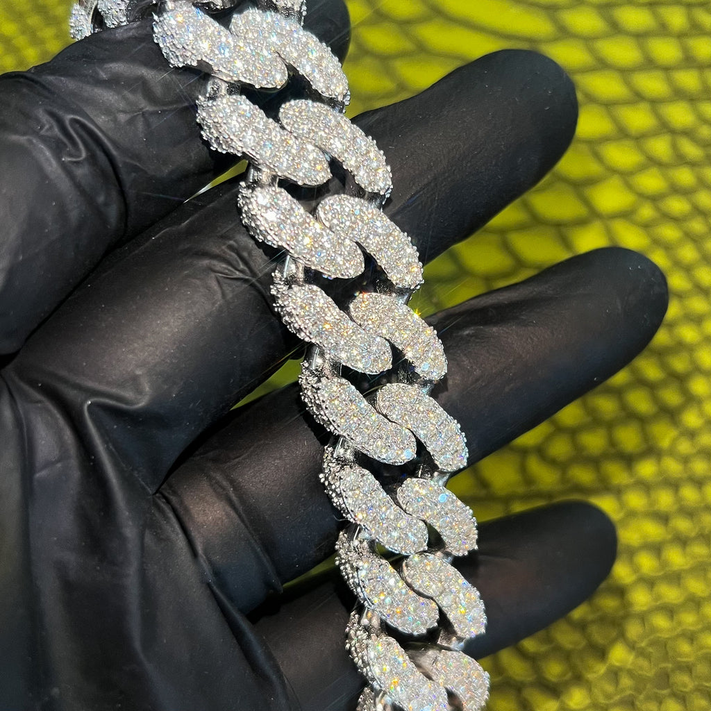 Massive 925 Silver VVS Moissanite 3D Cuban Chain
