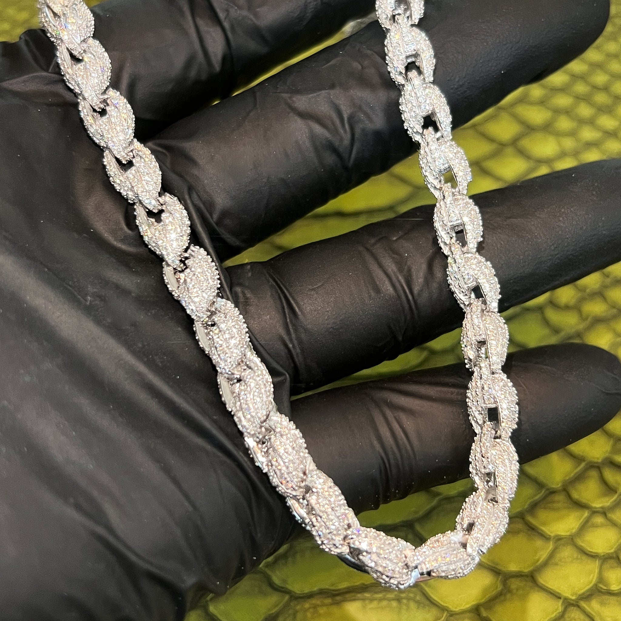 Iced out silver rope chain hotsell