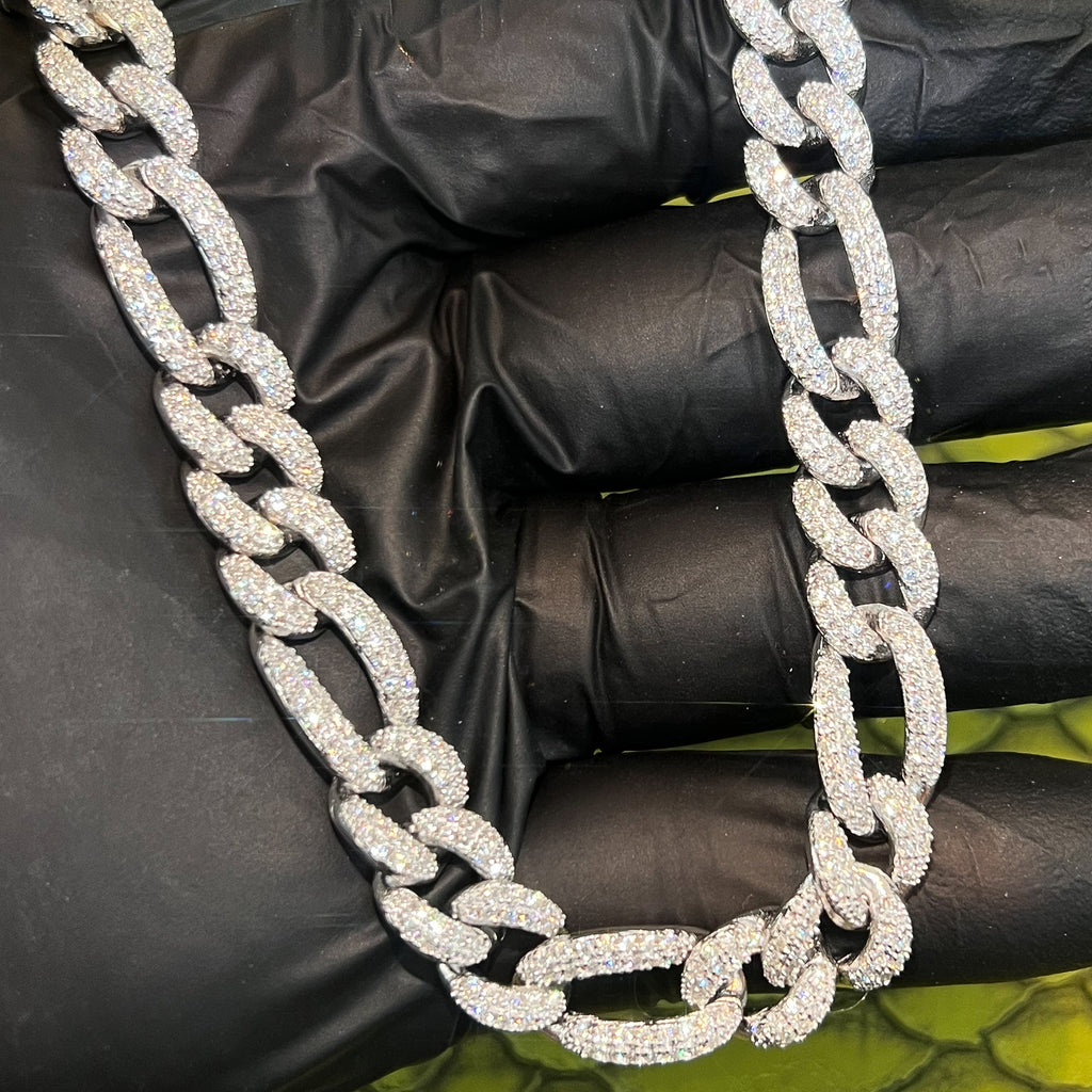 Real 925 Silver VVS Moissanite Figaro Chain