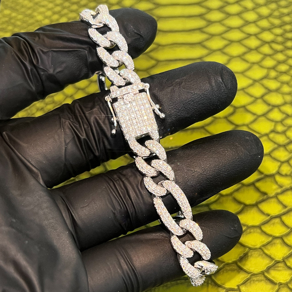 Real 925 Silver VVS Moissanite Figaro Chain