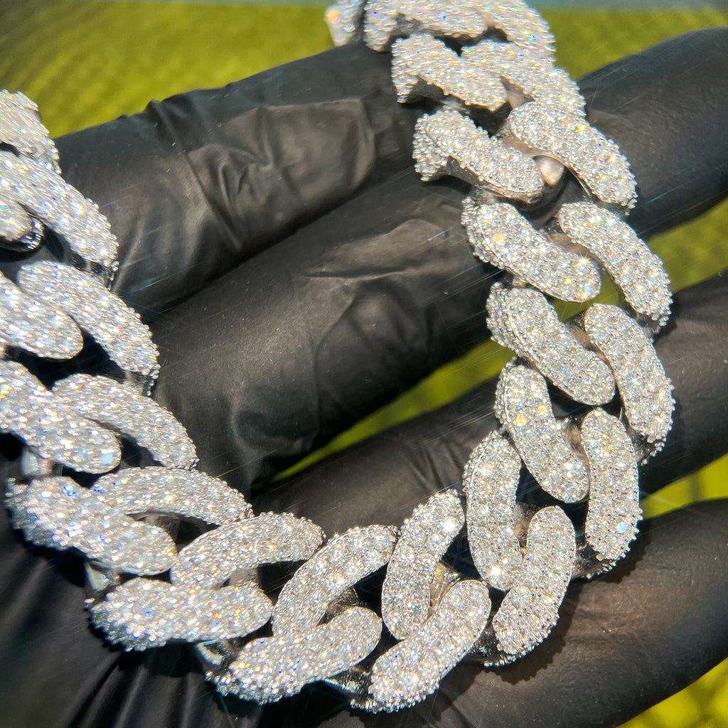 Massive 925 Silver VVS Moissanite 3D Cuban Chain