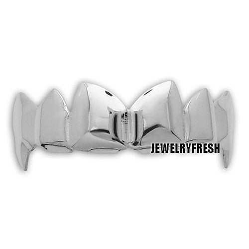 Platinum Finish Fangs Style Universal Shiny Teeth Grill
