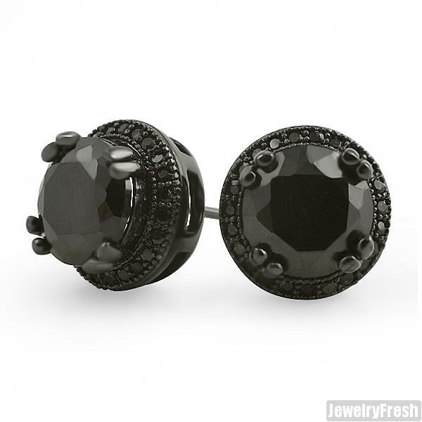 Blacked Out Big Stone Simulated Diamond Earrings
