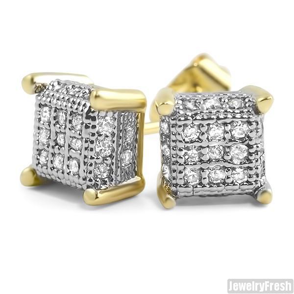 Gold Finish Small 360 Cube Micropave CZ Earrings – JewelryFresh