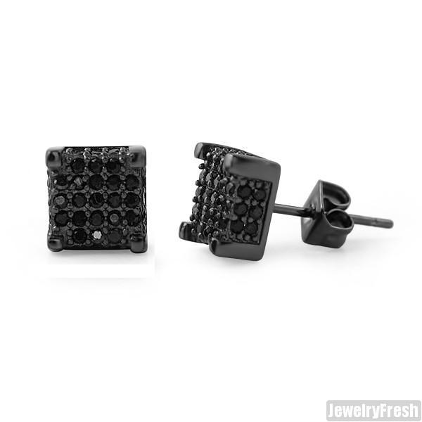 All Black Cubic Zirconia Iced Out Box Stud Earrings – JewelryFresh
