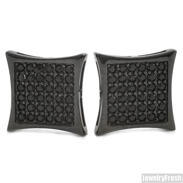 All Black 72 Stone CZ Jumbo Mens Kite Earrings