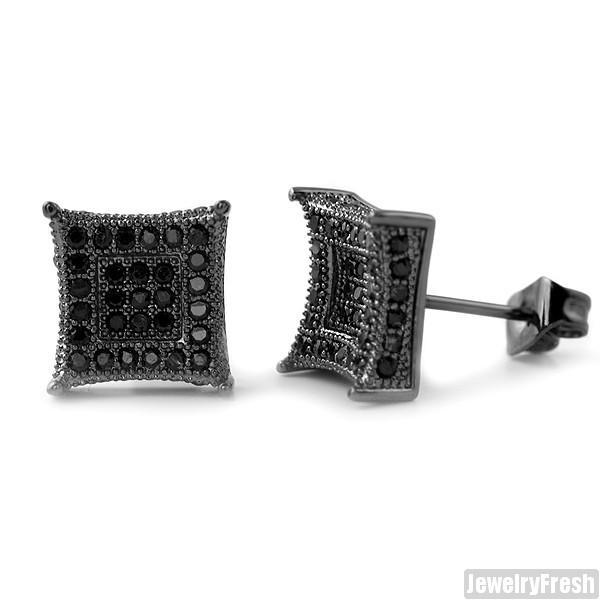 Black 9mm CZ Micropave Royalty Earrings
