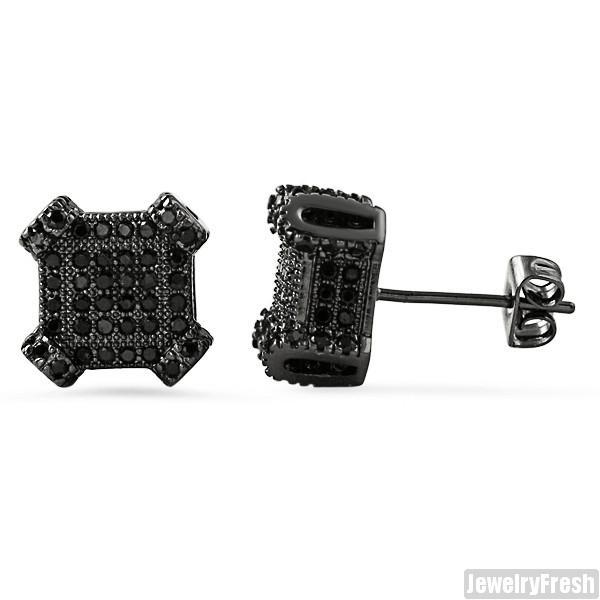 2.10 CTW Lab Simulated Diamond Black Cube Earrings