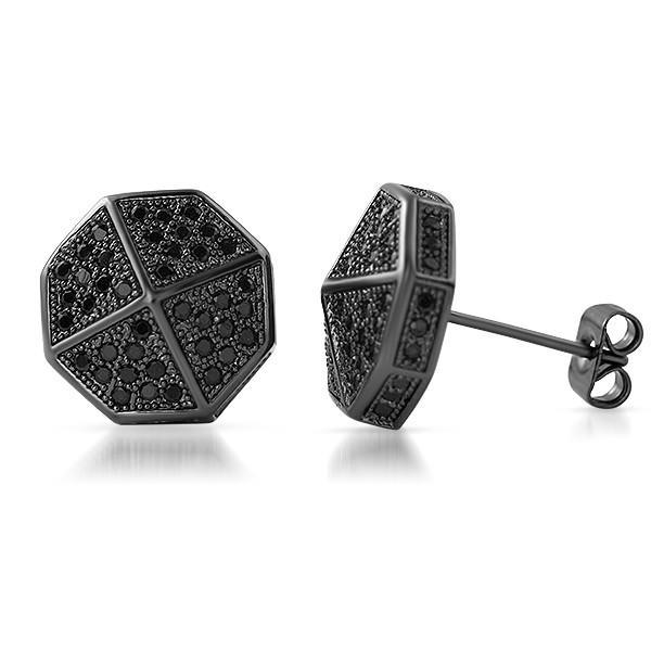 Black Stones Umbrella Shape Iced Out Earrings