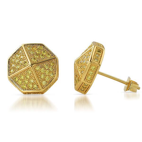 Gold Canary Stones Umbrella Shape Iced Out Earrings