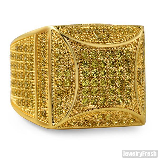 Canary Yellow Fancy Square 360 CZ Micropave Ring