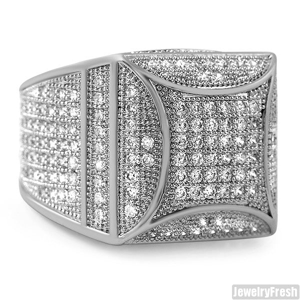 White Gold Finish Fancy Square 360 CZ Micropave Ring – JewelryFresh