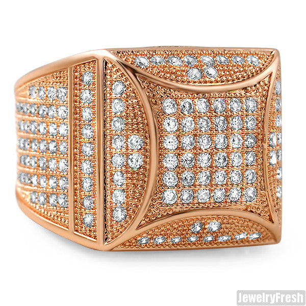 Rose Gold Fancy Square 360 CZ Micropave Ring