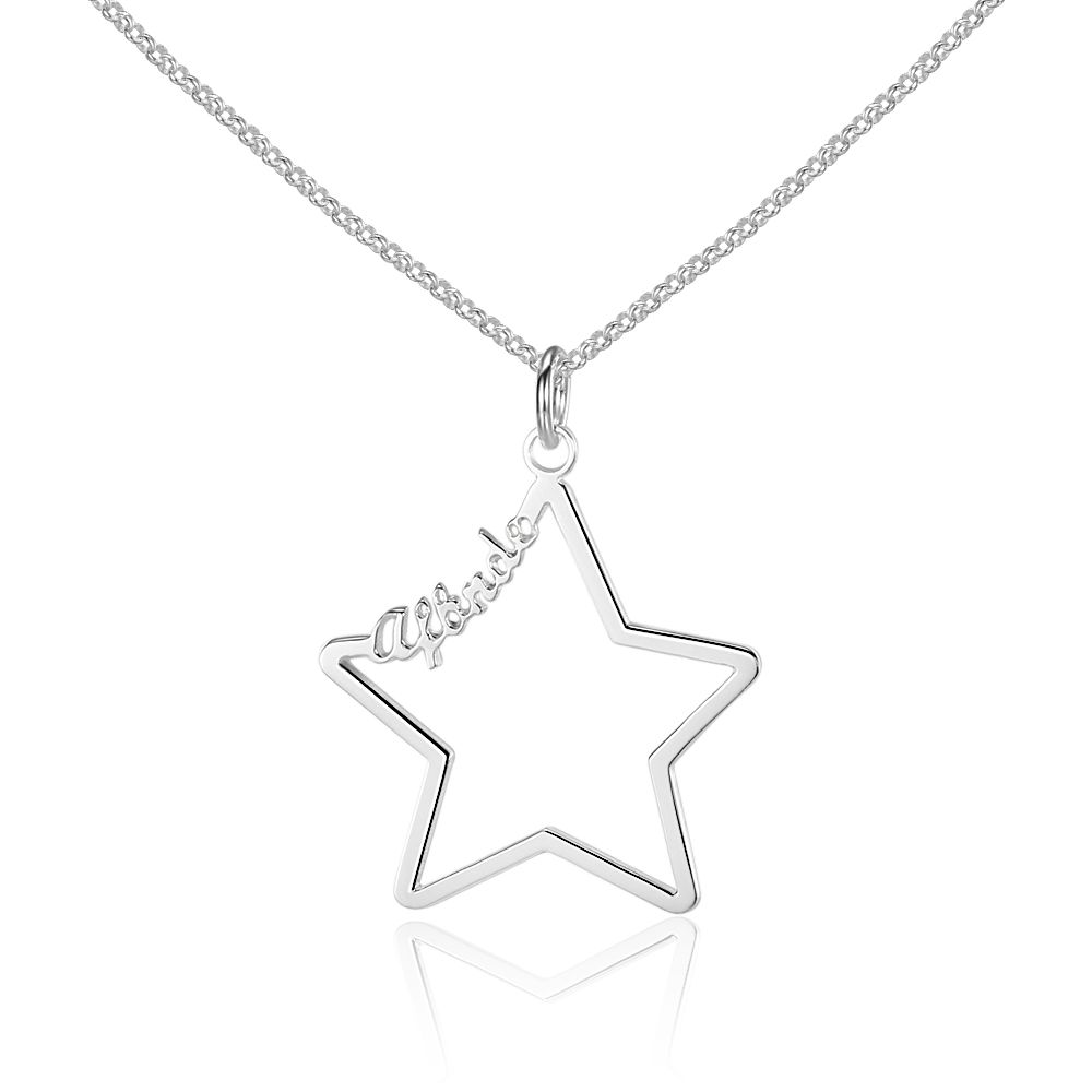 Custom Name Sterling Silver Star Necklace
