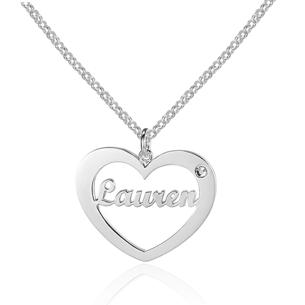 Custom Name Sterling Silver Heart Necklace