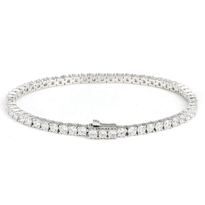 1 Row Sterling Silver Genuine Round Diamond Tennis Bracelet 7.25